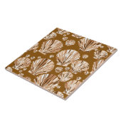 チョコレートブラウンとベージュシーシェル タイル (側面)