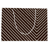 チョコレートブラウンとホワイトシェブロン ラージペーパーバッグ (裏面)