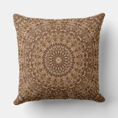 チョコレートブラウンとホワイトマンダラパターン クッション (裏面)