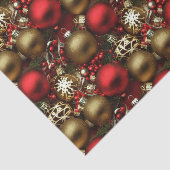 チョコレートブラウンとルビーレッドクリスマスオーナメント 薄葉紙 (詳細)