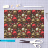 チョコレートブラウンとルビーレッドクリスマスオーナメント 薄葉紙 (クラフト)