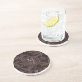 チョコレートブラウンとローズゴールドの抽象的な波模様 コースター (側面)
