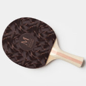 チョコレートブラウンとローズゴールドの抽象的な波模様 卓球ラケット (横)