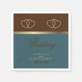 チョコレートブラウンと濃いティール（緑がかった色） スタンダードカクテルナプキン