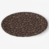 チョコレートブラウンに投げたフローラのワイルドフラワー ペーパープレート (アングル)