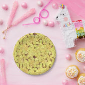 チョコレートブラウンに黄色と金色のデイジー ペーパープレート (パーティー)