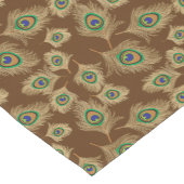 チョコレートブラウンのベージュピーコックの羽毛 ショートテーブルランナー (コーナー)