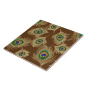 チョコレートブラウンのベージュピーコックの羽毛 タイル (側面)