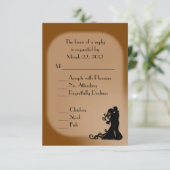 チョコレートブラウンの新婦結婚と新郎 出欠カード (スタンド正面)