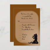チョコレートブラウンの新婦結婚と新郎 出欠カード (正面/裏面)