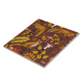 チョコレートブラウンの秋のキツネ タイル (側面)