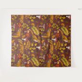 チョコレートブラウンの秋のキツネ タペストリー (正面(横))