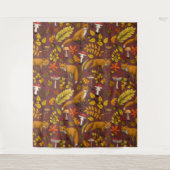 チョコレートブラウンの秋のキツネ タペストリー (正面)