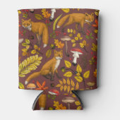 チョコレートブラウンの秋のキツネ 缶クーラー (正面)