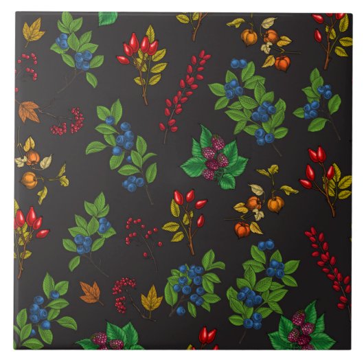 チョコレートブラウンの秋の果実 タイル (正面)