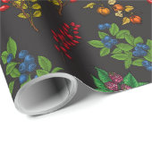 チョコレートブラウンの秋の果実 ラッピングペーパー (ロールコーナー)