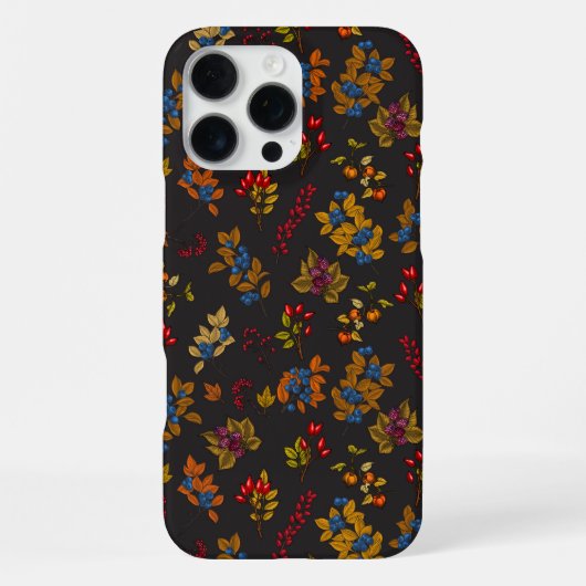 チョコレートブラウンの背景に秋のベリー2 iPhoneケース (裏面)