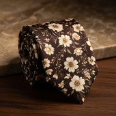 チョコレートブラウンの野生の花 ネクタイ