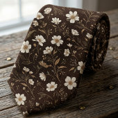 チョコレートブラウンの野生の花 ネクタイ