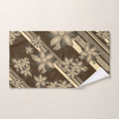 チョコレートブラウンをセットにした花のタオル バスタオルセット (ハンドタオル)