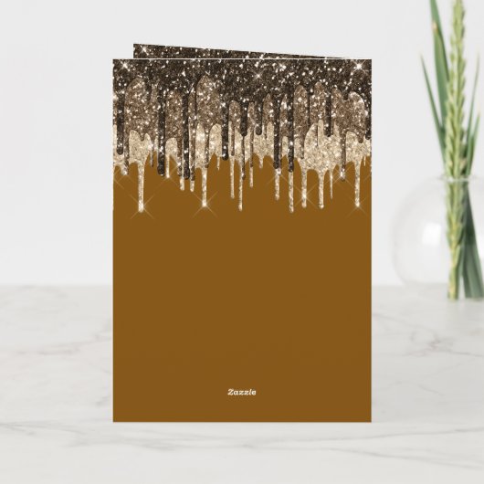 チョコレートブラウンアイスクリームグリッター垂れ Birthday カード (裏面)