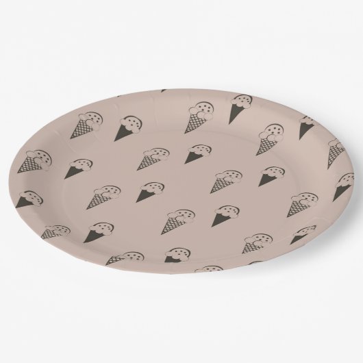 チョコレートブラウンアイスクリームコーン ペーパープレート (アングル)