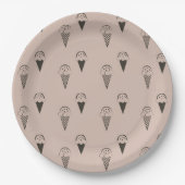 チョコレートブラウンアイスクリームコーン ペーパープレート (正面)