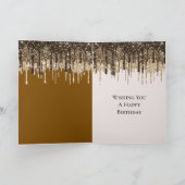 チョコレートブラウンアイスリームグリッター垂れ Birthday カード (内部)