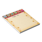 チョコレートブラウンイエローパッチワークキルトブロックアート ノートパッド (アングル)