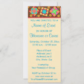 チョコレートブラウンイエローパッチワークキルトブロックアート 招待状 (裏面)