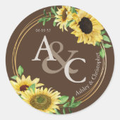 チョコレートブラウンエレガントモダン・結婚s ラウンドシール (正面)