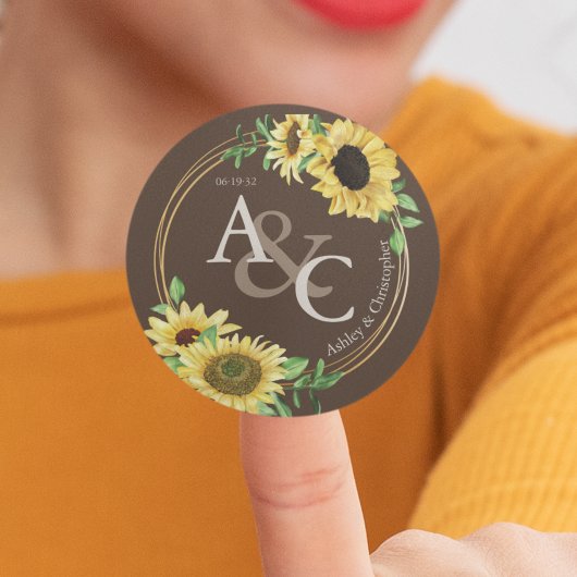 チョコレートブラウンエレガントモダン・結婚s ラウンドシール