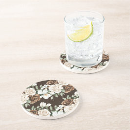 チョコレートブラウンクリームの花 コースター
