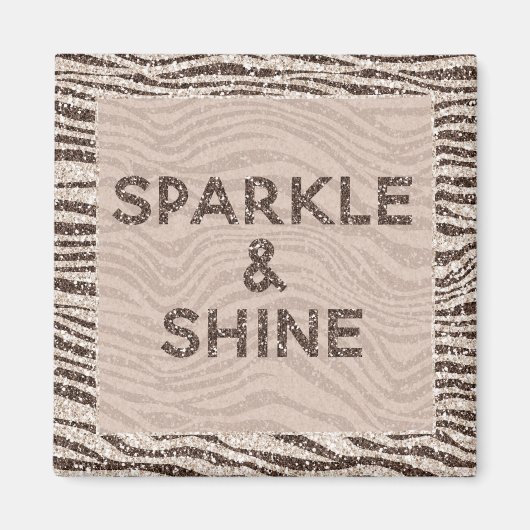 チョコレートブラウンクリーム赤面ゼブラグリッタードリーム マグネット (正面)