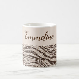 チョコレートブラウンクリーム赤面ゼブラグリッター名 コーヒーマグカップ