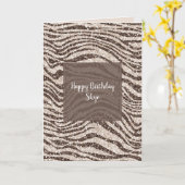 チョコレートブラウンクリーム赤面ゼブラグリッター カード (黄色い花)