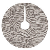 チョコレートブラウンクリーム赤面ゼブラグリッター ブラッシュドポリエステルツリースカート (正面)