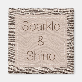 チョコレートブラウンクリーム赤面ゼブラグリッター マグネット