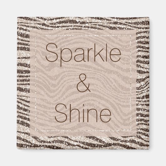 チョコレートブラウンクリーム赤面ゼブラグリッター マグネット (正面)