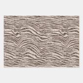 チョコレートブラウンクリーム赤面ゼブラグリッター ラッピングペーパーシート (正面3)