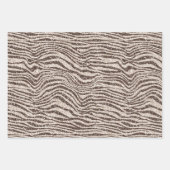 チョコレートブラウンクリーム赤面ゼブラグリッター ラッピングペーパーシート (正面)