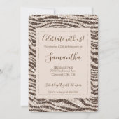 チョコレートブラウンクリーム赤面ゼブラグリッター 招待状 (正面)
