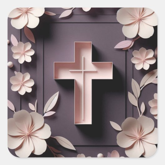 チョコレートブラウンクロスステッカーAiデザイン スクエアシール (正面)