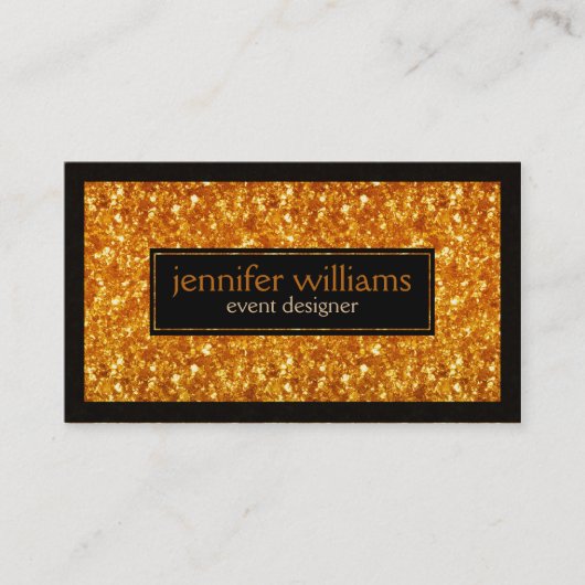 チョコレートブラウングリッターブラックアクセント 名刺 (正面)