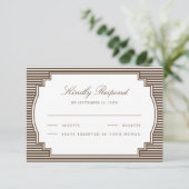 チョコレートブラウンストライプの結婚式 出欠カード (スタンド正面)