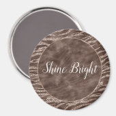 チョコレートブラウンゼブラグリッターピーチフレーム マグネット (正面/裏面)