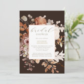 チョコレートブラウンテラコッタフローラブライダルシャワー 招待状 (スタンド正面)