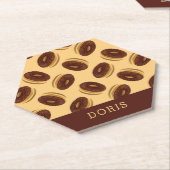 チョコレートブラウンドーナツのパターン ペーパーコースター (アングル)