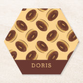 チョコレートブラウンドーナツのパターン ペーパーコースター (正面)