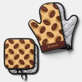 チョコレートブラウンドーナツのパターン 鍋つかみ&鍋敷きセット (正面/裏面)